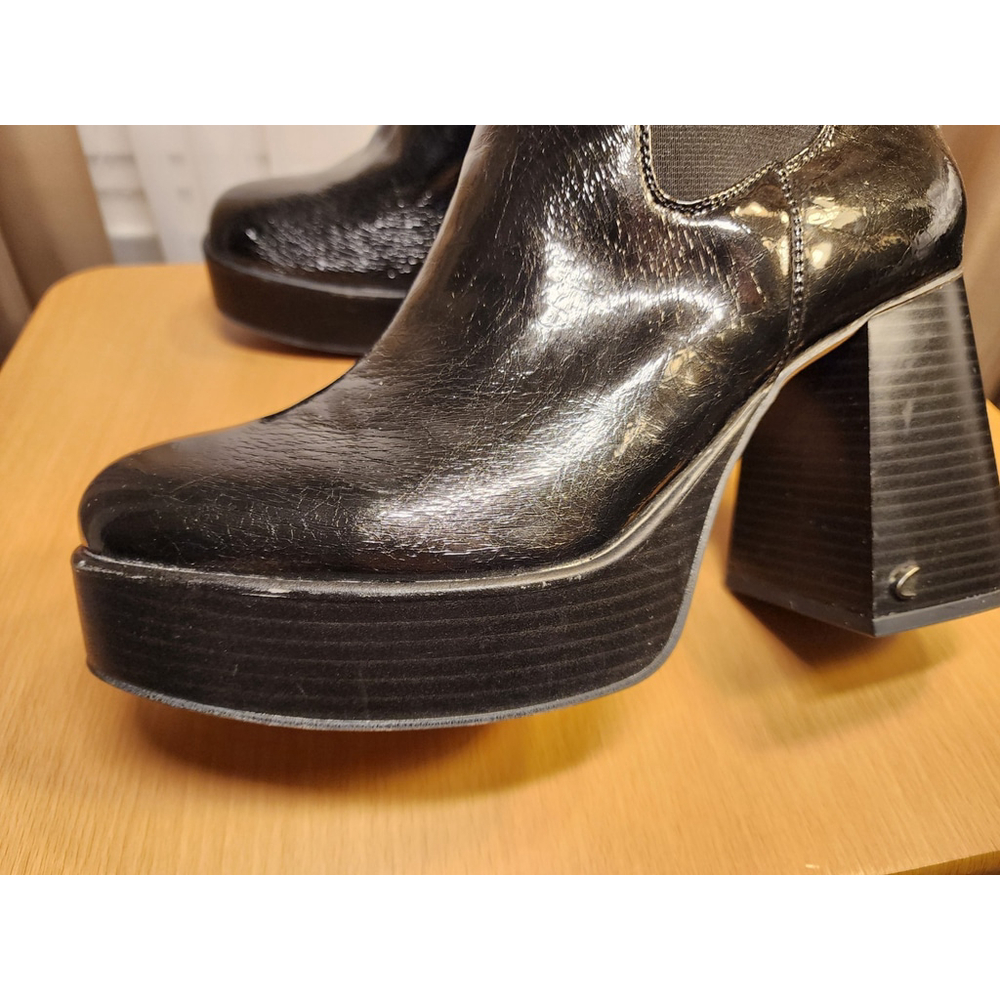 Circus Sam Edelman Crinkled Faux Leather 70s Platform Boots Booties 9.5 M BLACK - Picture 11 of 16